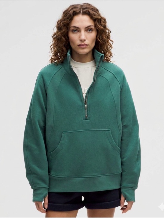lululemon athletica Tops - Lululemon | Storm Teal Green Scuba Oversized Funnel Half-Zip Pullover Sweatshirt
